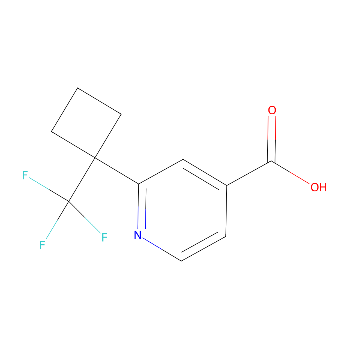 2-[1-(Trifluoromethyl)cyclobutyl]pyridine-4-carboxylic acid molecular structure, CAS 2825012-33-5