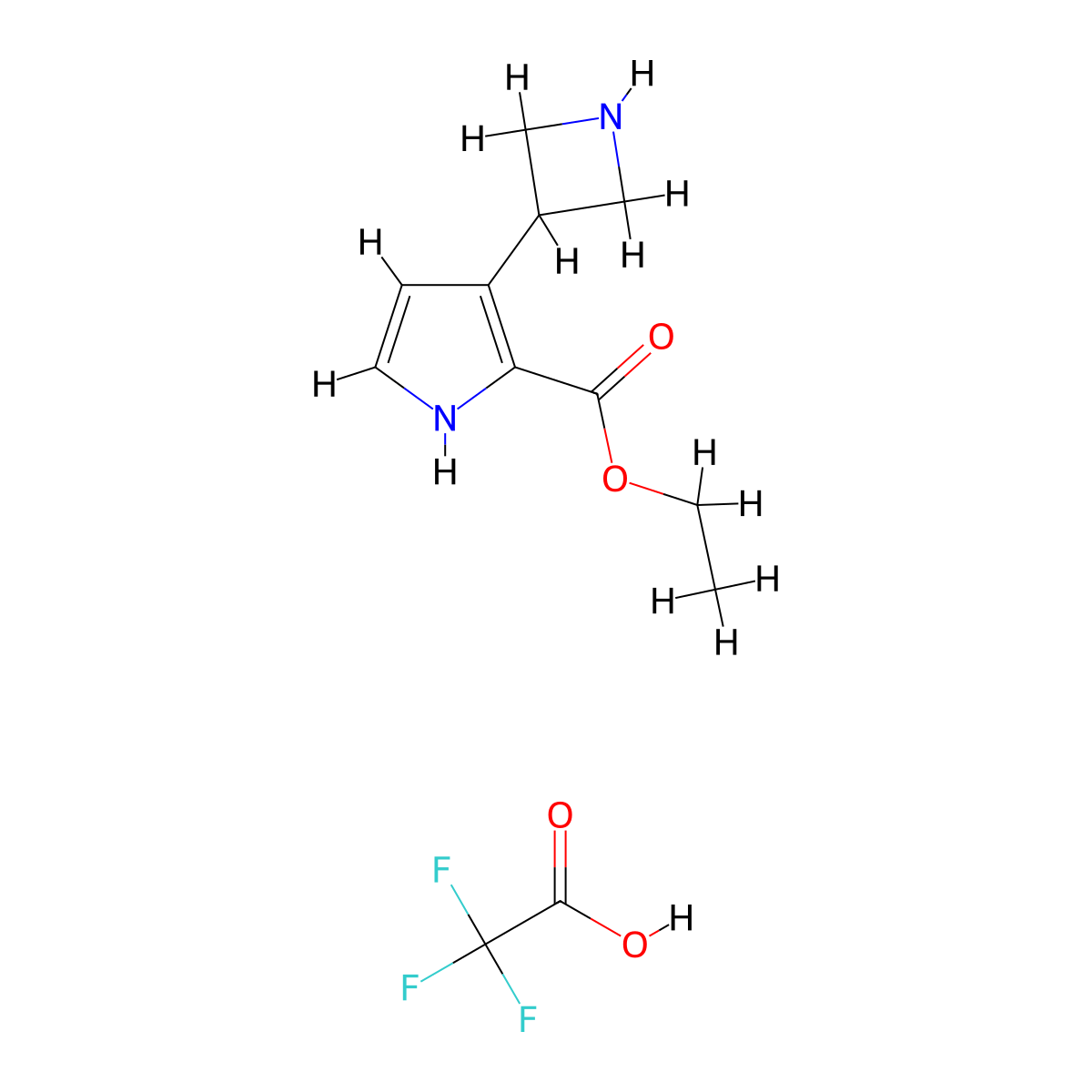 ethyl3-(azetidin-3-yl)-1H-pyrrole-2-carboxylate,trifluoroaceticacid molecular structure, CAS 2825012-35-7