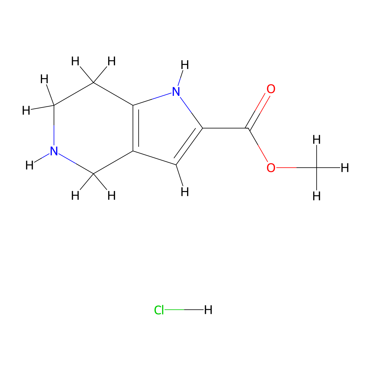 methyl1H,4H,5H,6H,7H-pyrrolo[3,2-c]pyridine-2-carboxylatehydrochloride molecular structure, CAS 2825012-36-8