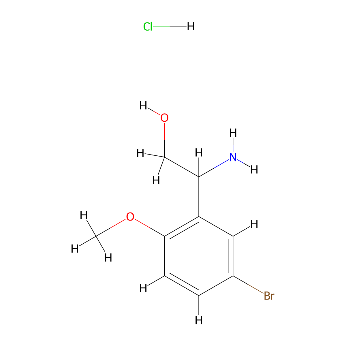 2-Amino-2-(5-bromo-2-methoxyphenyl)ethan-1-olhydrochloride molecular structure, CAS 2825012-37-9