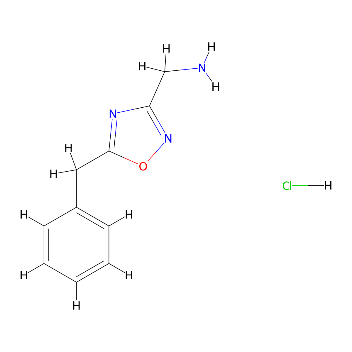 (5-Benzyl-1,2,4-oxadiazol-3-yl)methanaminehydrochloride molecular structure, CAS 2825012-38-0