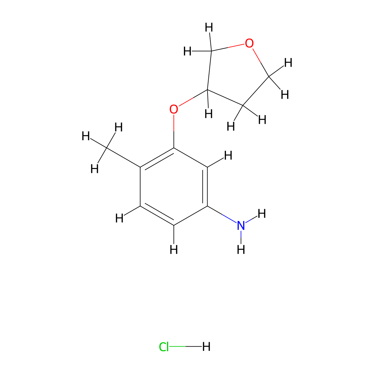 4-Methyl-3-(oxolan-3-yloxy)aniline hydrochloride molecular structure, CAS 2825012-39-1