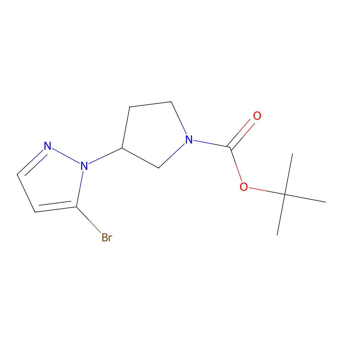 tert-butyl 3-(5-bromo-1H-pyrazol-1-yl)pyrrolidine-1-carboxylate molecular structure, CAS 2825012-43-7