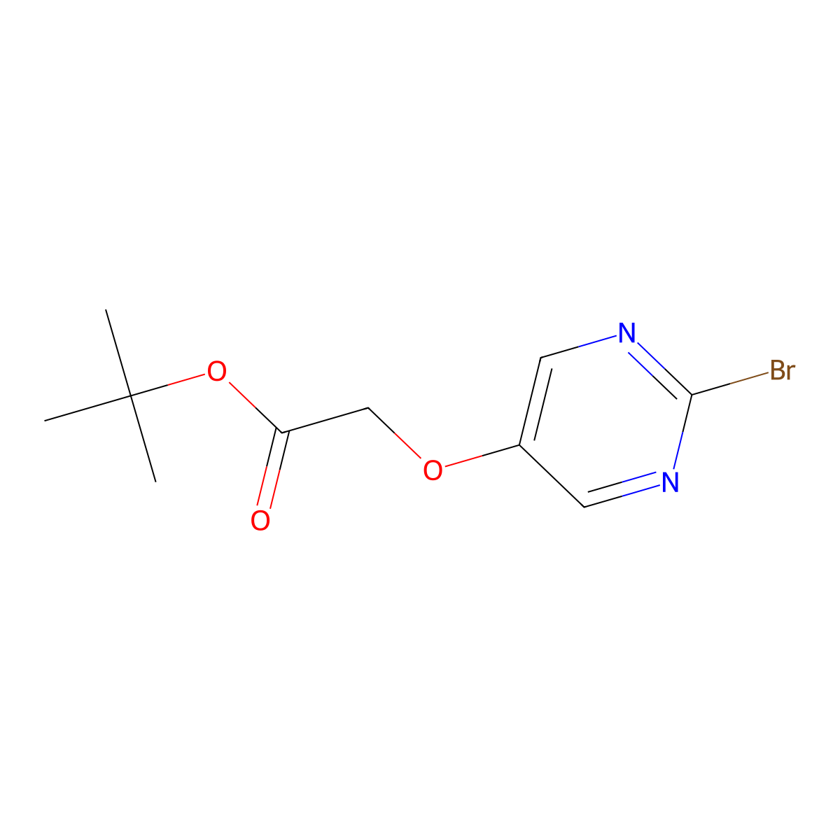 Tert-butyl 2-[(2-bromopyrimidin-5-yl)oxy]acetate molecular structure, CAS 2825012-45-9