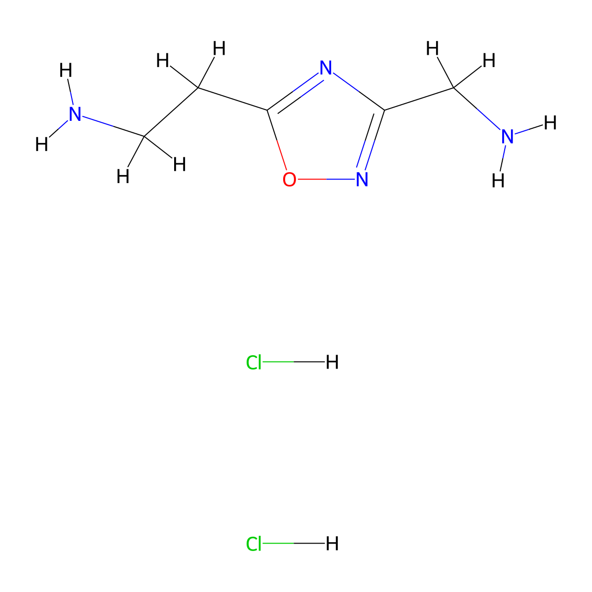 2-[3-(Aminomethyl)-1,2,4-oxadiazol-5-yl]ethan-1-amine dihydrochloride molecular structure, CAS 2825012-47-1