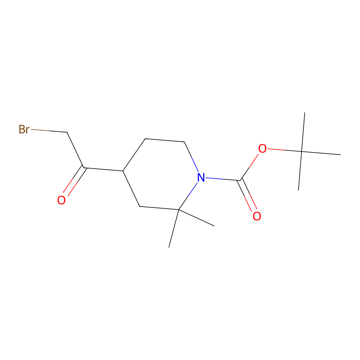 Tert-butyl 4-(2-bromoacetyl)-2,2-dimethylpiperidine-1-carboxylate molecular structure, CAS 2825012-57-3