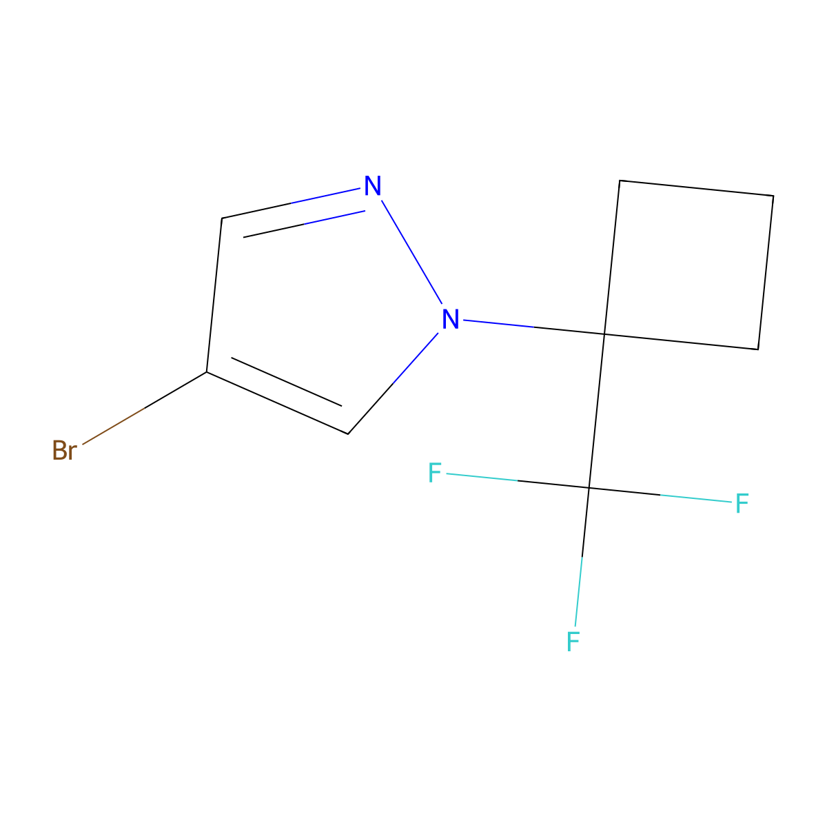 4-bromo-1-[1-(trifluoromethyl)cyclobutyl]-1H-pyrazole molecular structure, CAS 2825012-60-8