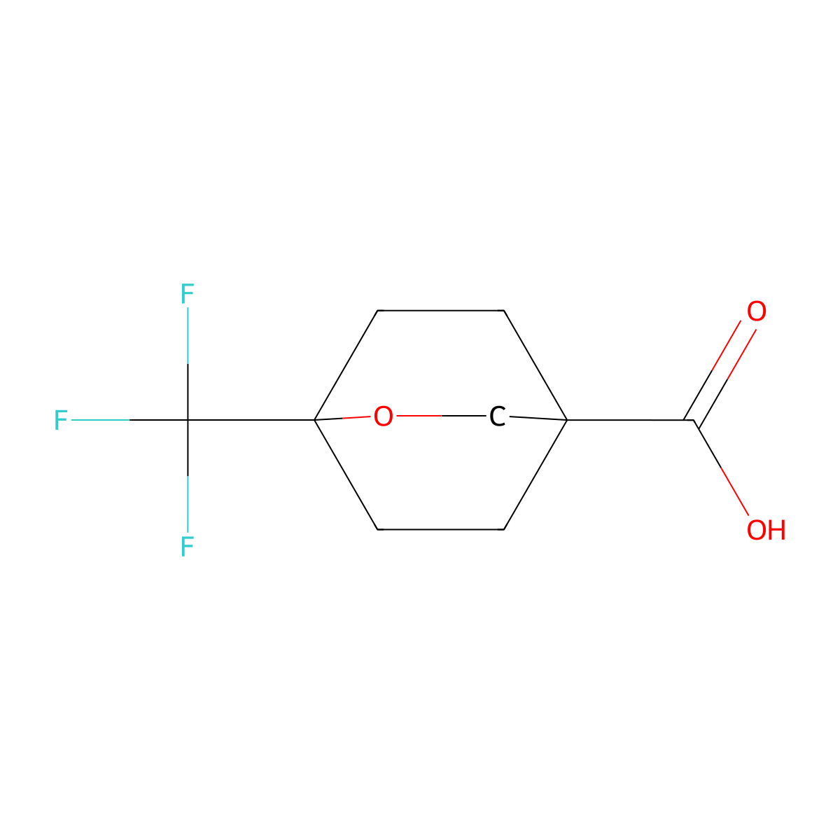 1-(Trifluoromethyl)-2-oxabicyclo(2.2.2)octane-4-carboxylic acid molecular structure, CAS 2825012-62-0