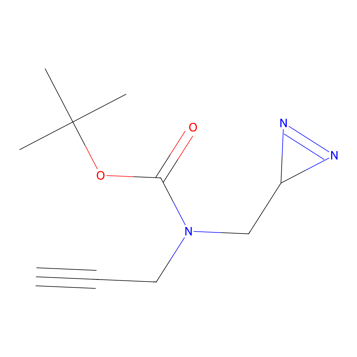 tert-butyl N-[(3H-diazirin-3-yl)methyl]-N-(prop-2-yn-1-yl)carbamate molecular structure, CAS 2825012-63-1