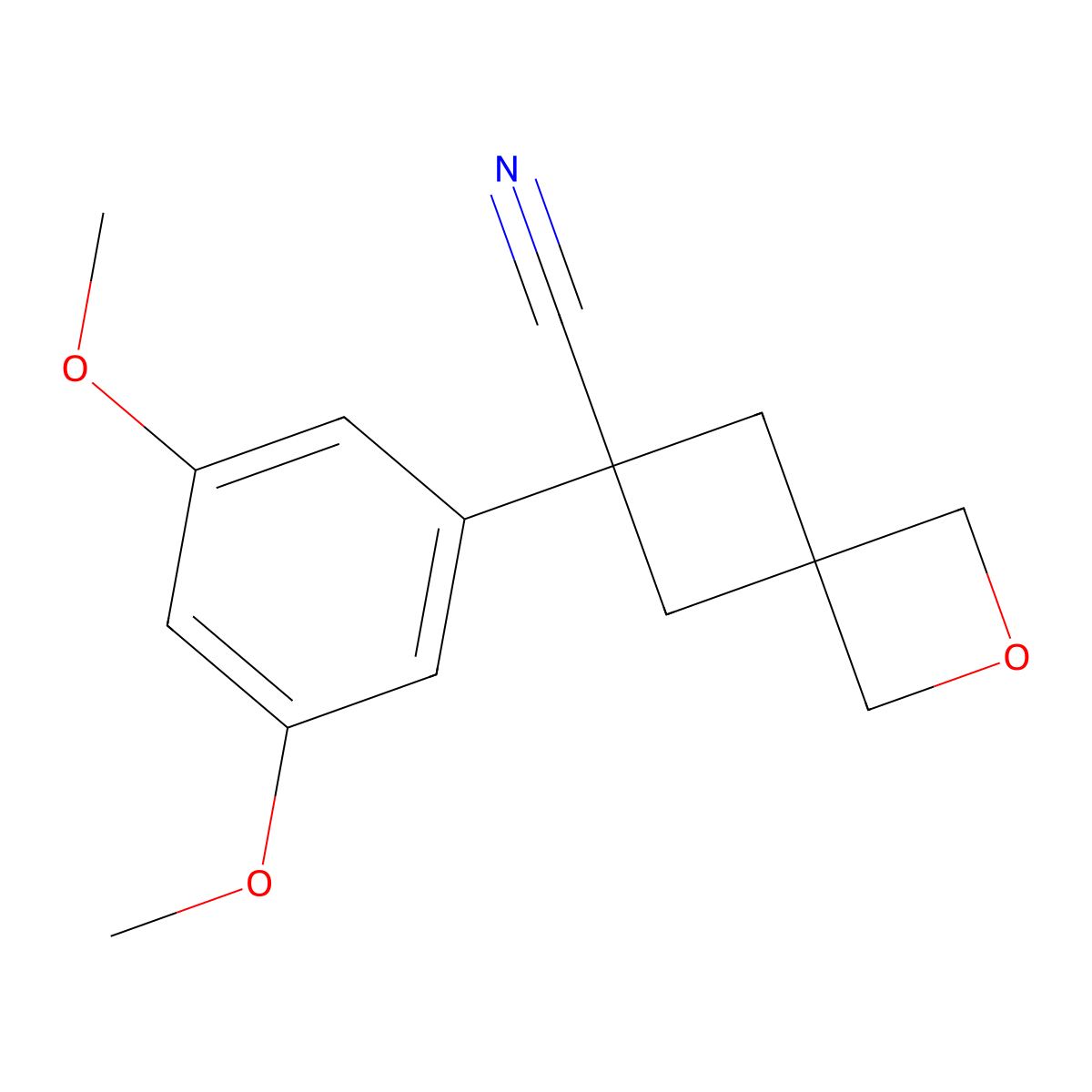 6-(3,5-Dimethoxyphenyl)-2-oxaspiro[3.3]heptane-6-carbonitrile molecular structure, CAS 2825012-69-7