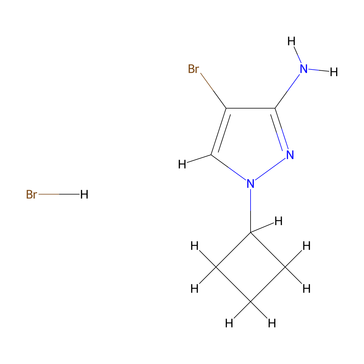 4-bromo-1-cyclobutyl-1H-pyrazol-3-amine hydrobromide molecular structure, CAS 2825012-73-3