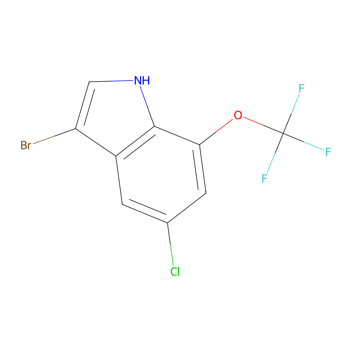 3-bromo-5-chloro-7-(trifluoromethoxy)-1H-indole molecular structure, CAS 2825012-77-7