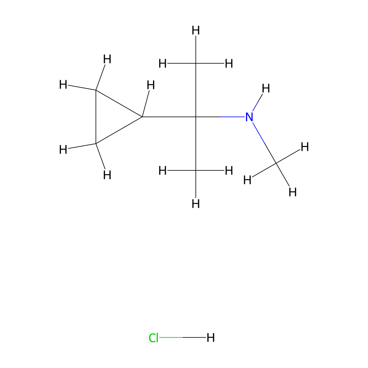 (2-Cyclopropylpropan-2-yl)(methyl)amine hydrochloride molecular structure, CAS 2825012-78-8