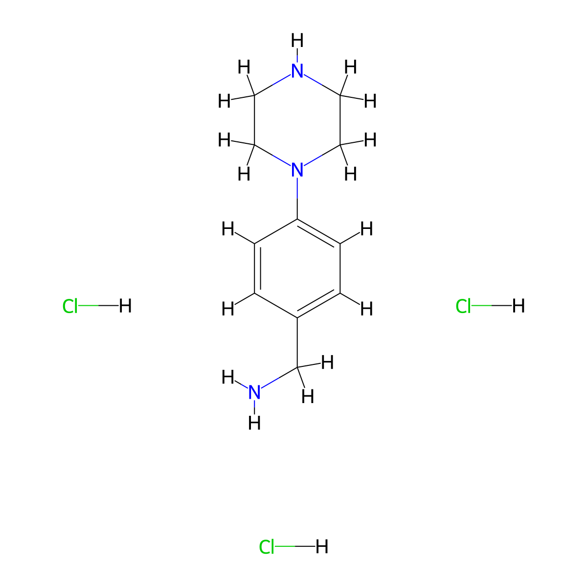 1-[4-(Piperazin-1-yl)phenyl]methanamine trihydrochloride molecular structure, CAS 2825012-96-0
