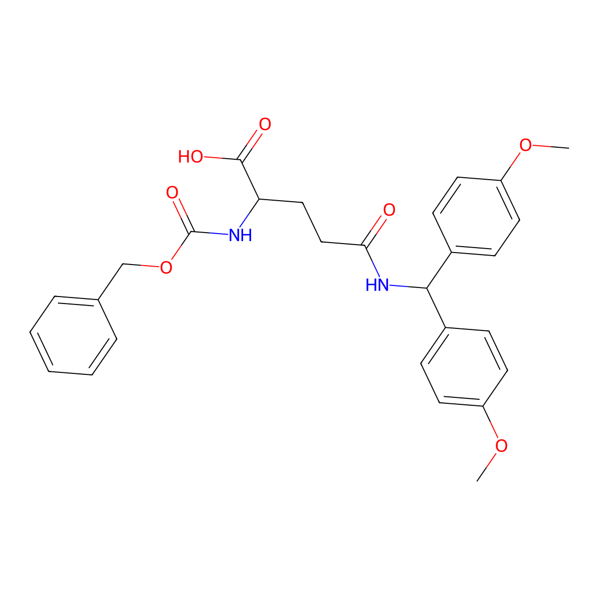 N-(Bis(4-methoxyphenyl)methyl)-N2-((phenylmethoxy)carbonyl)-L-glutamine molecular structure, CAS 28252-49-5