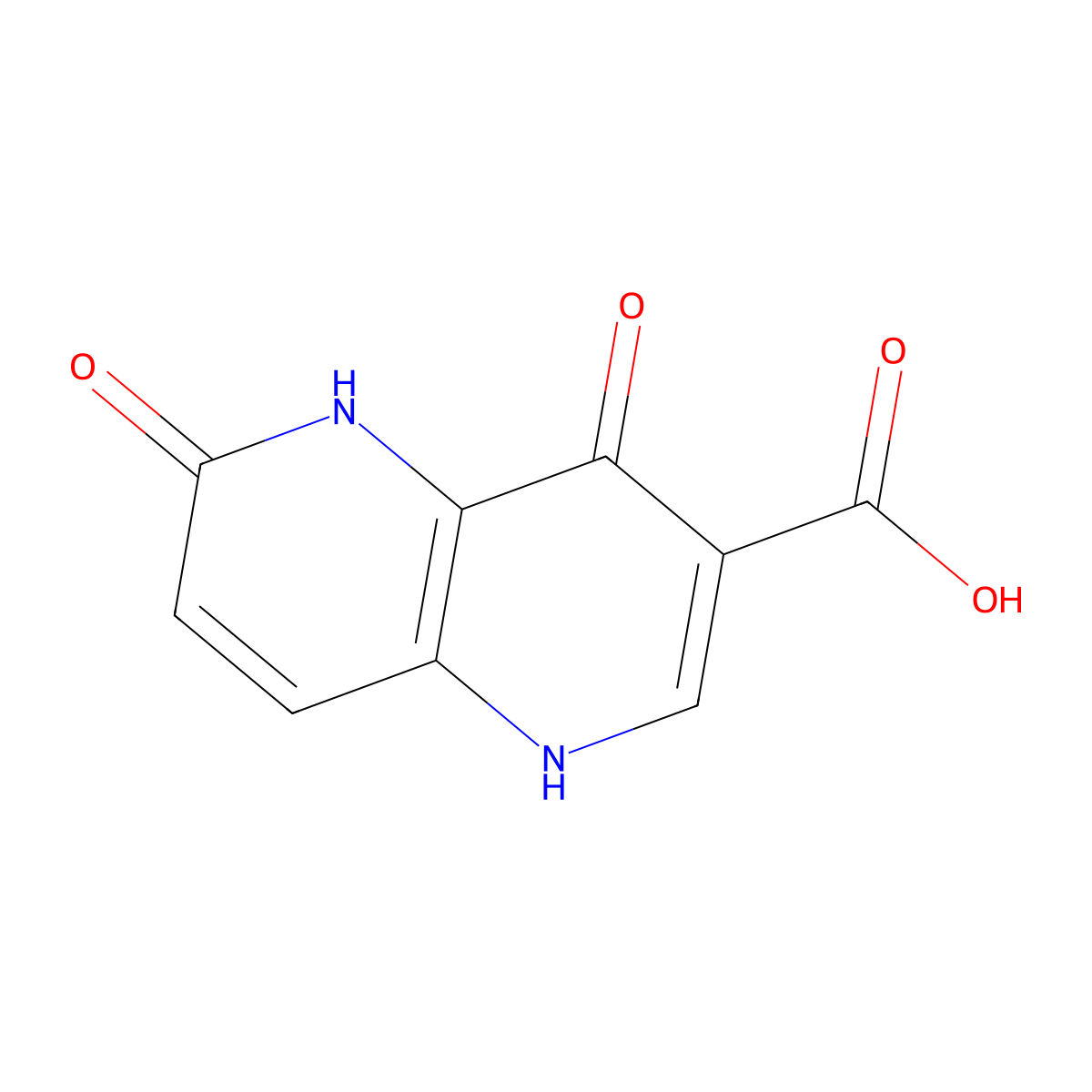 4-Hydroxy-6-oxo-5,6-dihydro-1,5-naphthyridine-3-carboxylic acid molecular structure, CAS 28252-74-6