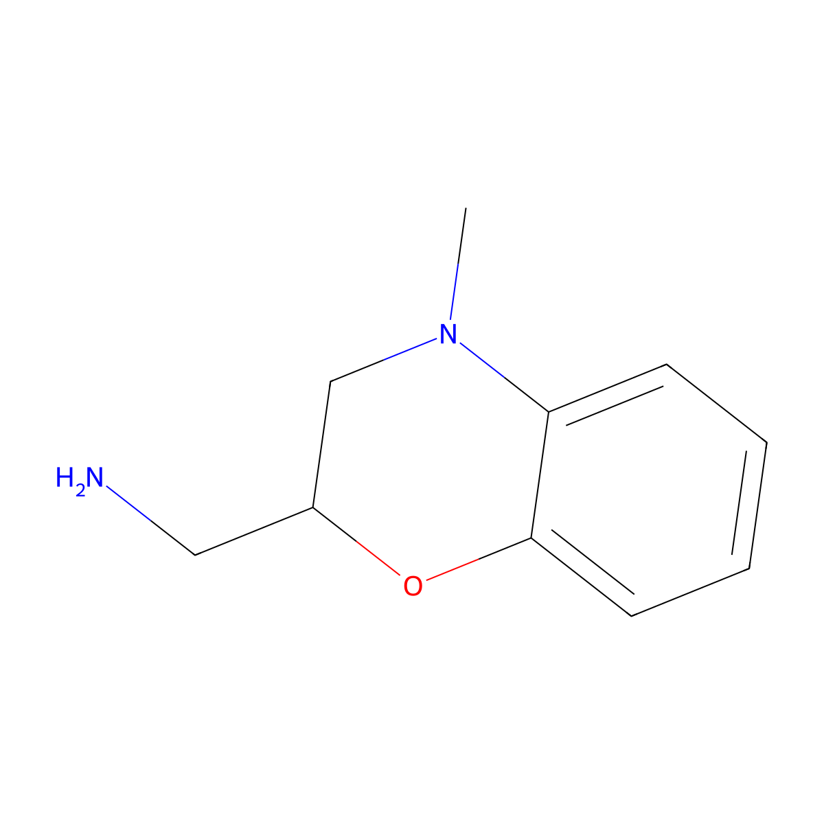 (4-Methyl-3,4-dihydro-2H-1,4-benzoxazin-2-YL)methylamine molecular structure, CAS 282520-55-2