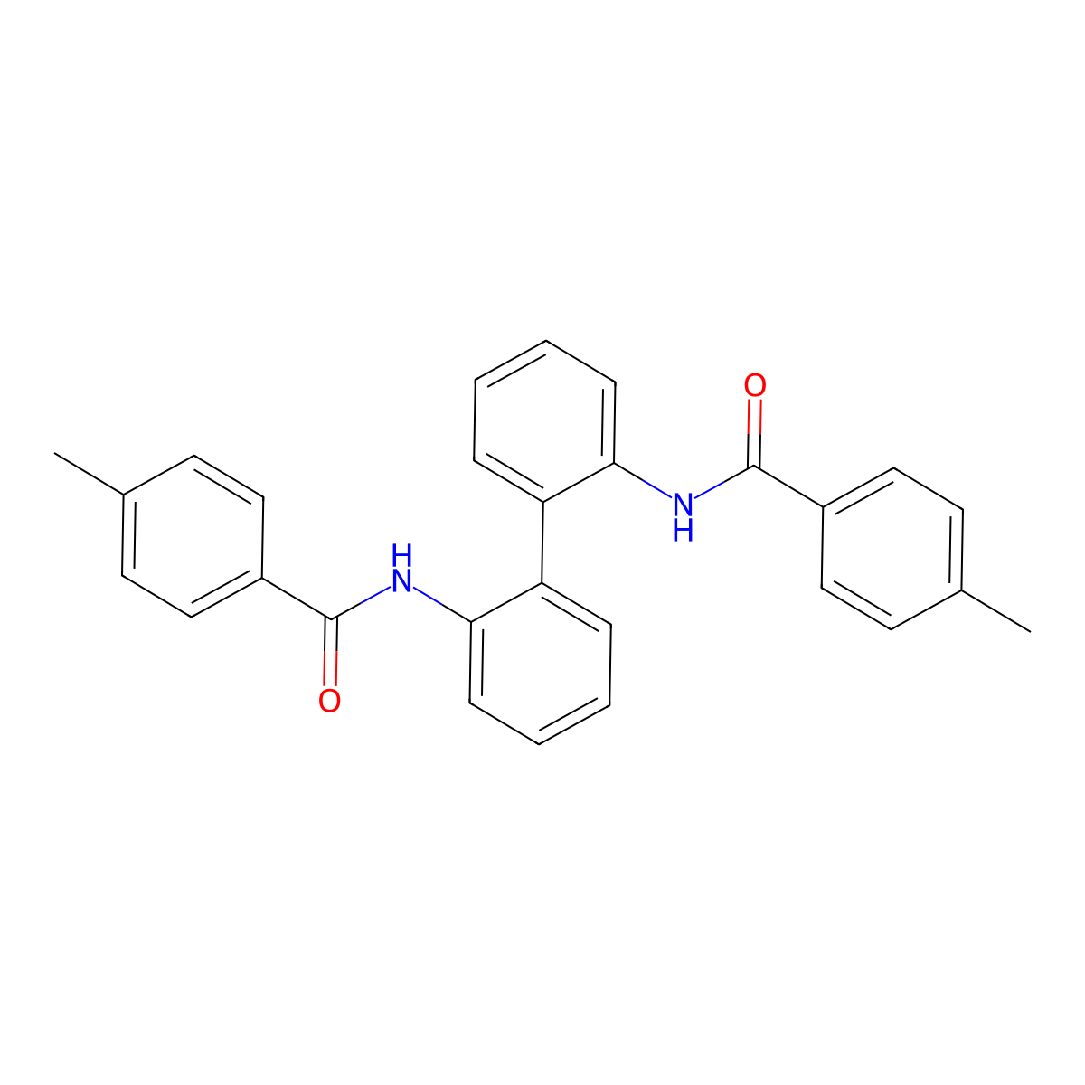 4-methyl-N-[2-[2-[(4-methylbenzoyl)amino]phenyl]phenyl]benzamide molecular structure, CAS 282522-81-0