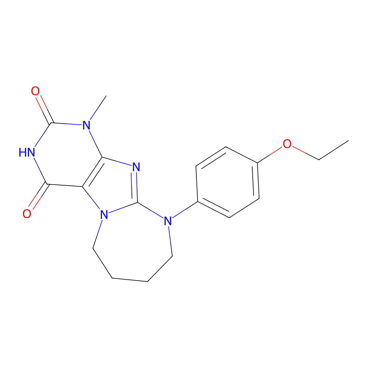 10-(4-Ethoxyphenyl)-1-methyl-6,7,8,9-tetrahydropurino[7,8-a][1,3]diazepine-2,4-dione molecular structure, CAS 282522-86-5