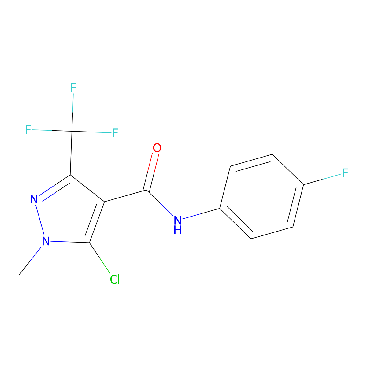 5-chloro-N-(4-fluorophenyl)-1-methyl-3-(trifluoromethyl)-1H-pyrazole-4-carboxamide molecular structure, CAS 282522-99-0