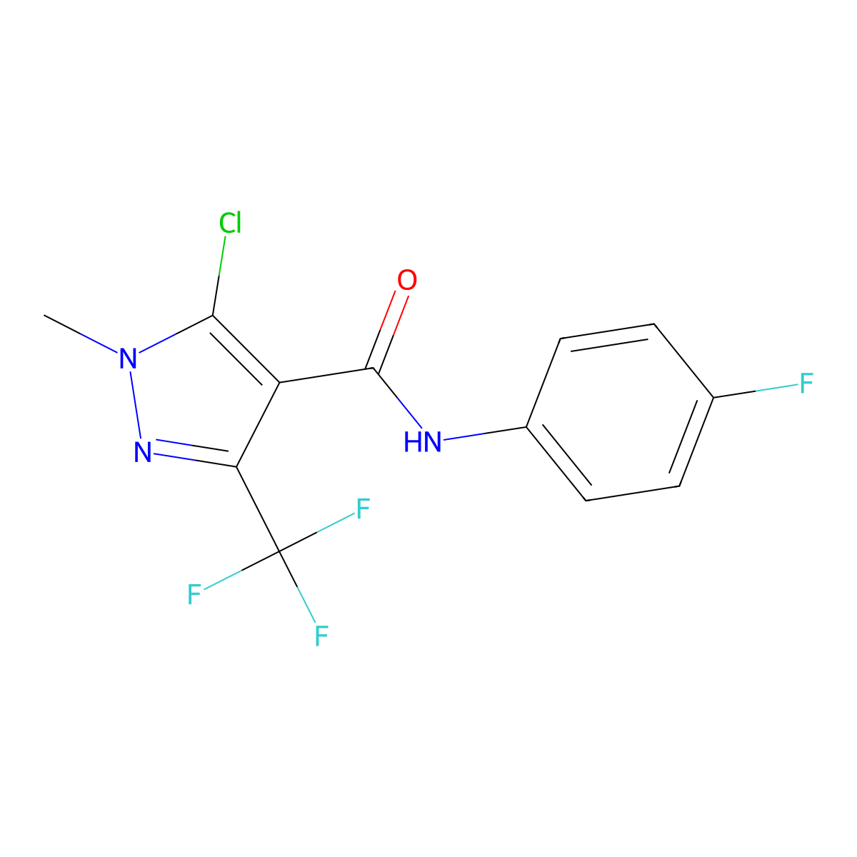 5-chloro-N-(4-fluorophenyl)-1-methyl-3-(trifluoromethyl)-1H-pyrazole-4-carboxamide molecular structure, CAS 282522-99-0