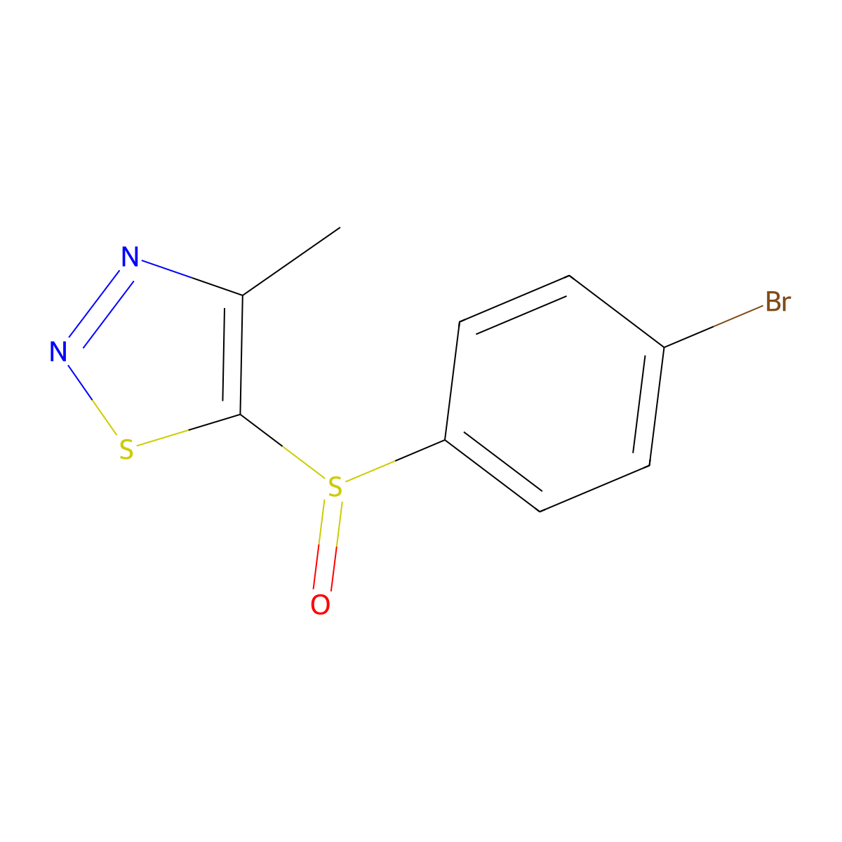5-((4-Bromophenyl)sulfinyl)-4-methyl-1,2,3-thiadiazole molecular structure, CAS 282523-00-6