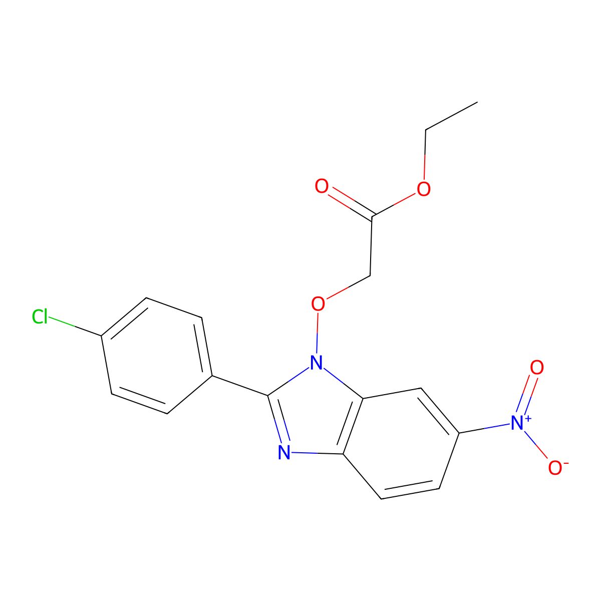 ethyl 2-{[2-(4-chlorophenyl)-6-nitro-1H-1,3-benzimidazol-1-yl]oxy}acetate molecular structure, CAS 282523-05-1