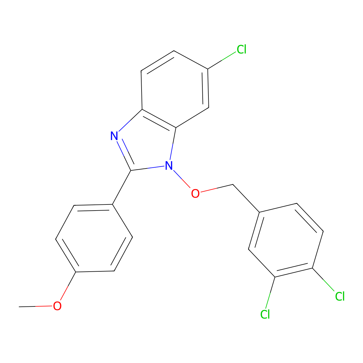 6-chloro-1-[(3,4-dichlorobenzyl)oxy]-2-(4-methoxyphenyl)-1H-1,3-benzimidazole molecular structure, CAS 282523-07-3