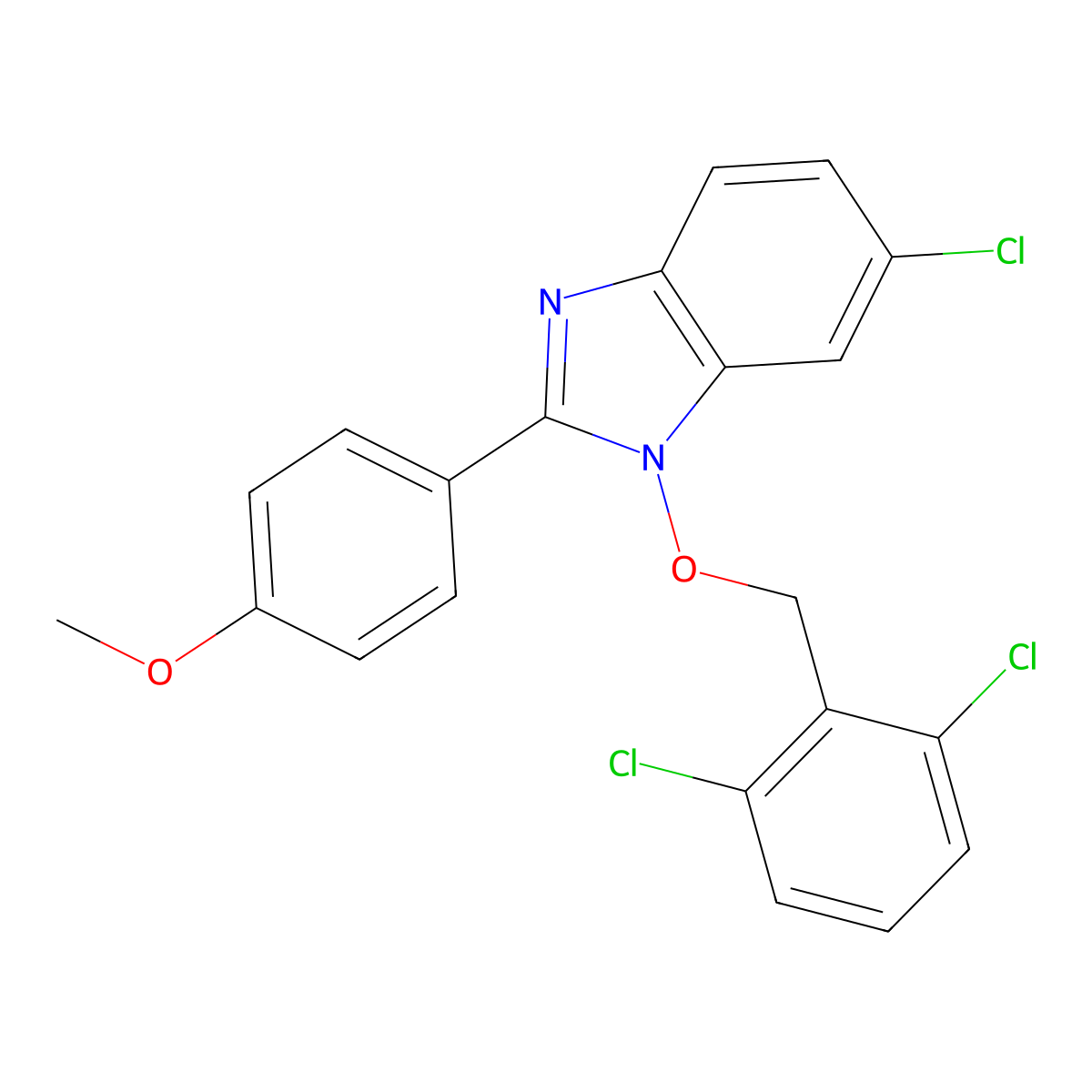 6-chloro-1-[(2,6-dichlorobenzyl)oxy]-2-(4-methoxyphenyl)-1H-1,3-benzimidazole molecular structure, CAS 282523-09-5