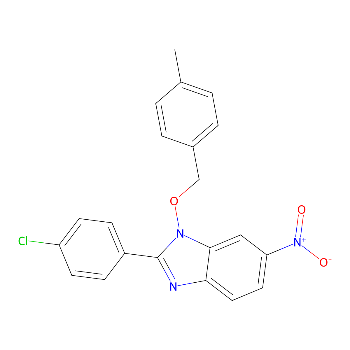 2-(4-chlorophenyl)-1-[(4-methylbenzyl)oxy]-6-nitro-1H-1,3-benzimidazole molecular structure, CAS 282523-17-5