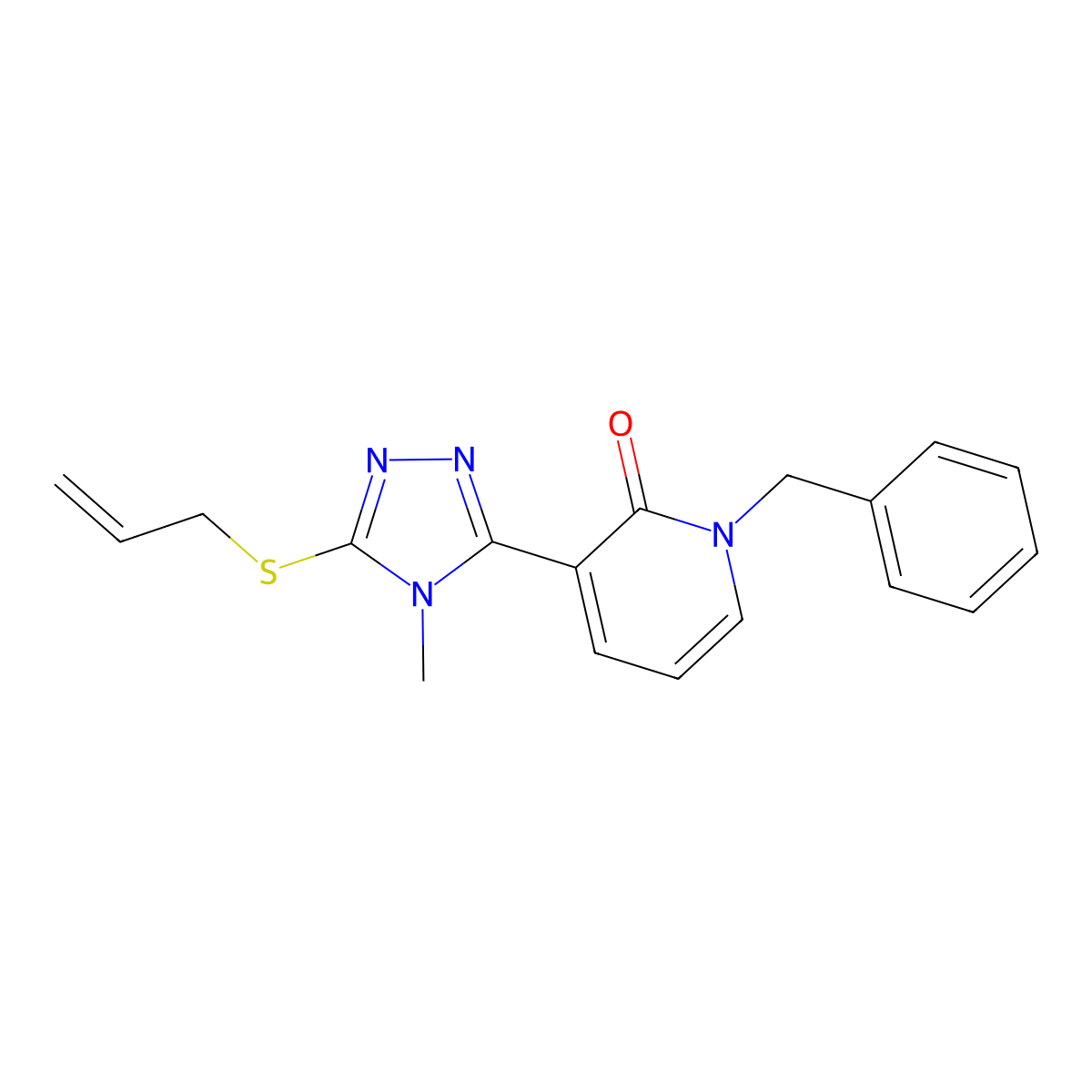3-[5-(allylsulfanyl)-4-methyl-4H-1,2,4-triazol-3-yl]-1-benzyl-2(1H)-pyridinone molecular structure, CAS 282523-19-7