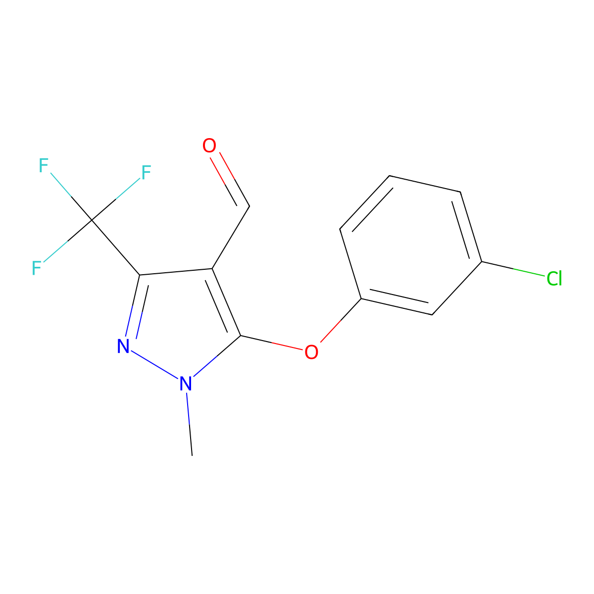 5-(3-Chlorophenoxy)-1-methyl-3-(trifluoromethyl)-1H-pyrazole-4-carbaldehyde molecular structure, CAS 282523-36-8