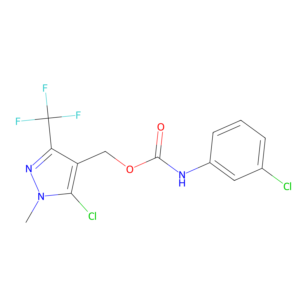 [5-chloro-1-methyl-3-(trifluoromethyl)-1H-pyrazol-4-yl]methyl N-(3-chlorophenyl)carbamate molecular structure, CAS 282523-37-9