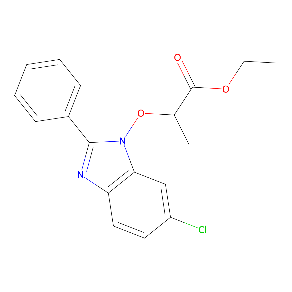 ethyl 2-[(6-chloro-2-phenyl-1H-1,3-benzimidazol-1-yl)oxy]propanoate molecular structure, CAS 282523-39-1