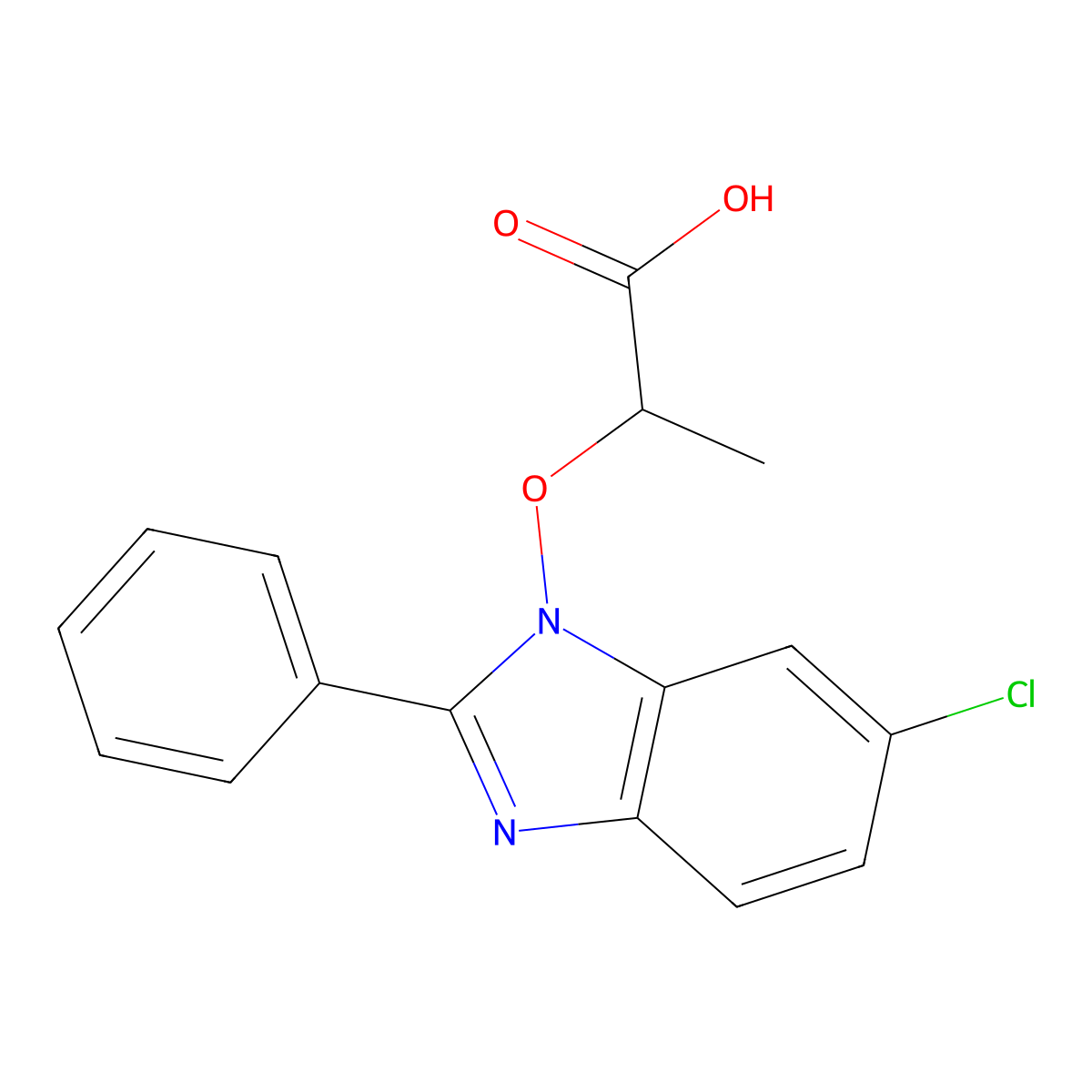 2-[(6-chloro-2-phenyl-1H-1,3-benzimidazol-1-yl)oxy]propanoic acid molecular structure, CAS 282523-40-4