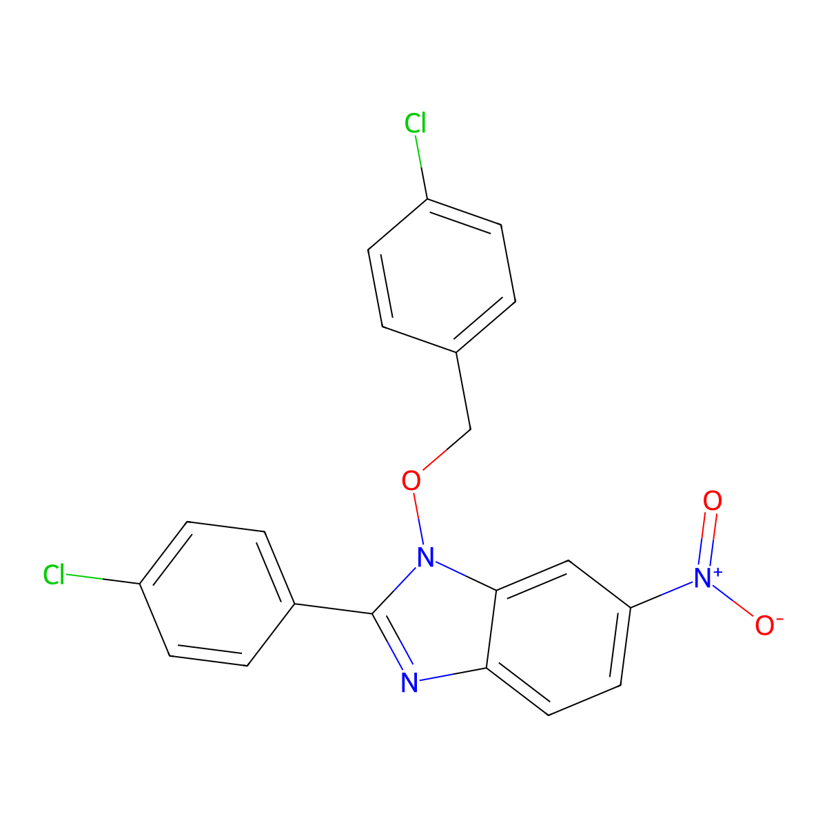 1-[(4-chlorobenzyl)oxy]-2-(4-chlorophenyl)-6-nitro-1H-1,3-benzimidazole molecular structure, CAS 282523-42-6