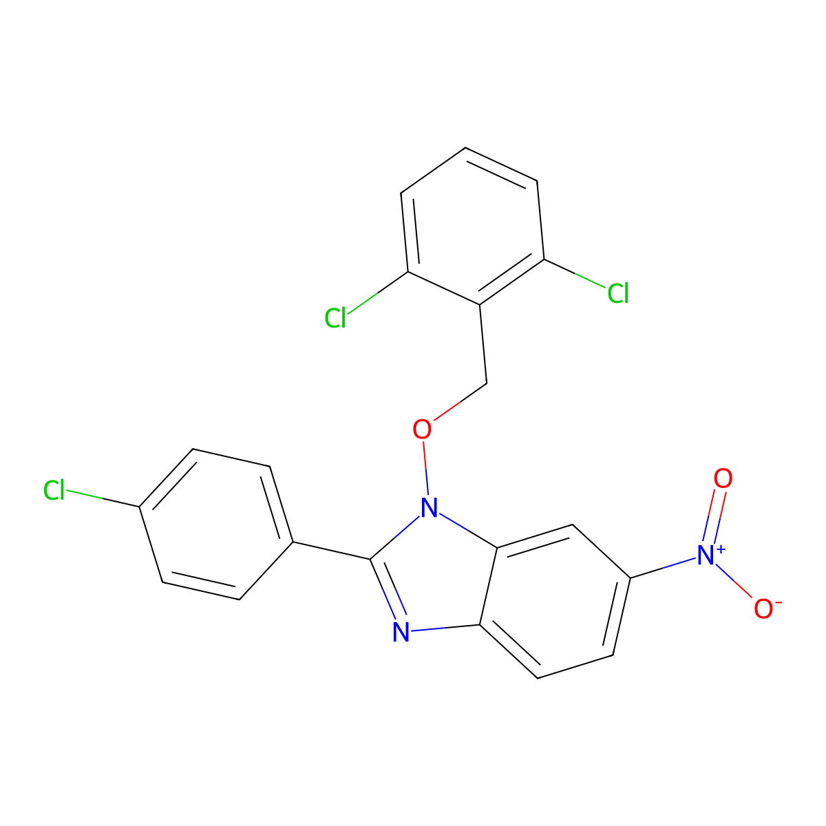 2-(4-chlorophenyl)-1-[(2,6-dichlorobenzyl)oxy]-6-nitro-1H-1,3-benzimidazole molecular structure, CAS 282523-46-0