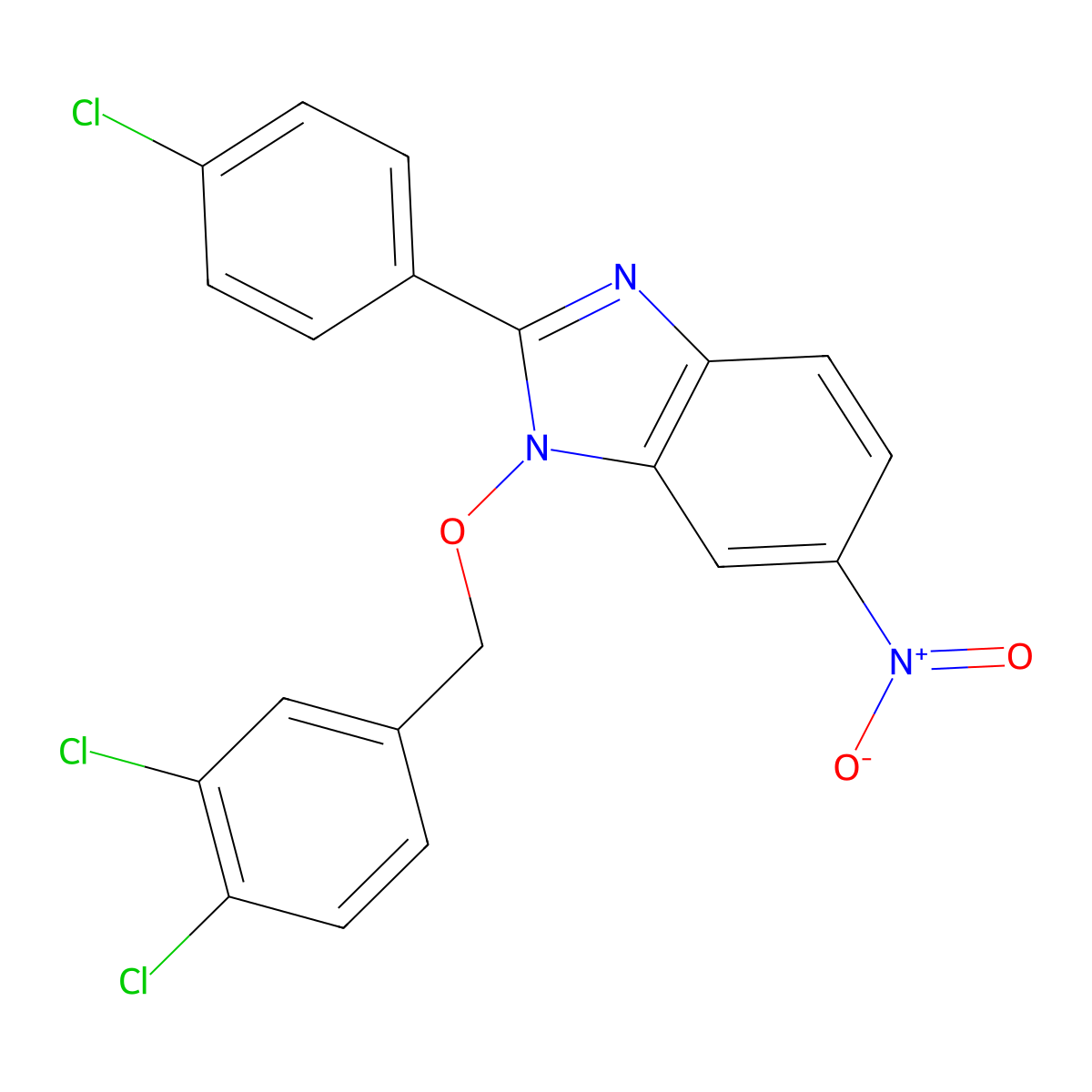 2-(4-chlorophenyl)-1-[(3,4-dichlorobenzyl)oxy]-6-nitro-1H-1,3-benzimidazole molecular structure, CAS 282523-47-1