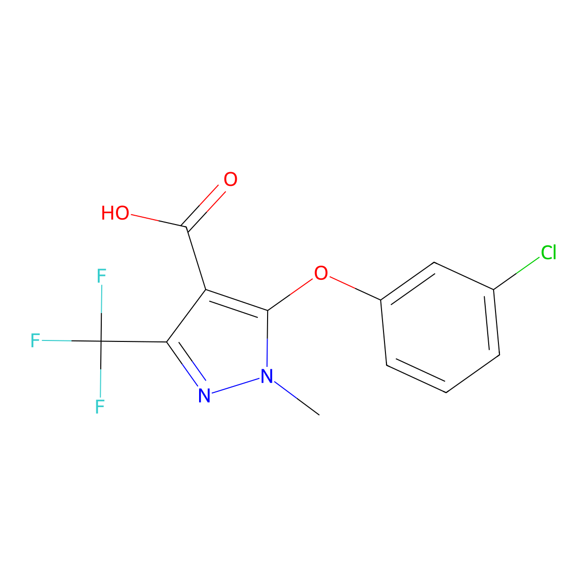 5-(3-Chlorophenoxy)-1-methyl-3-(trifluoromethyl)-1H-pyrazole-4-carboxylic acid molecular structure, CAS 282523-49-3