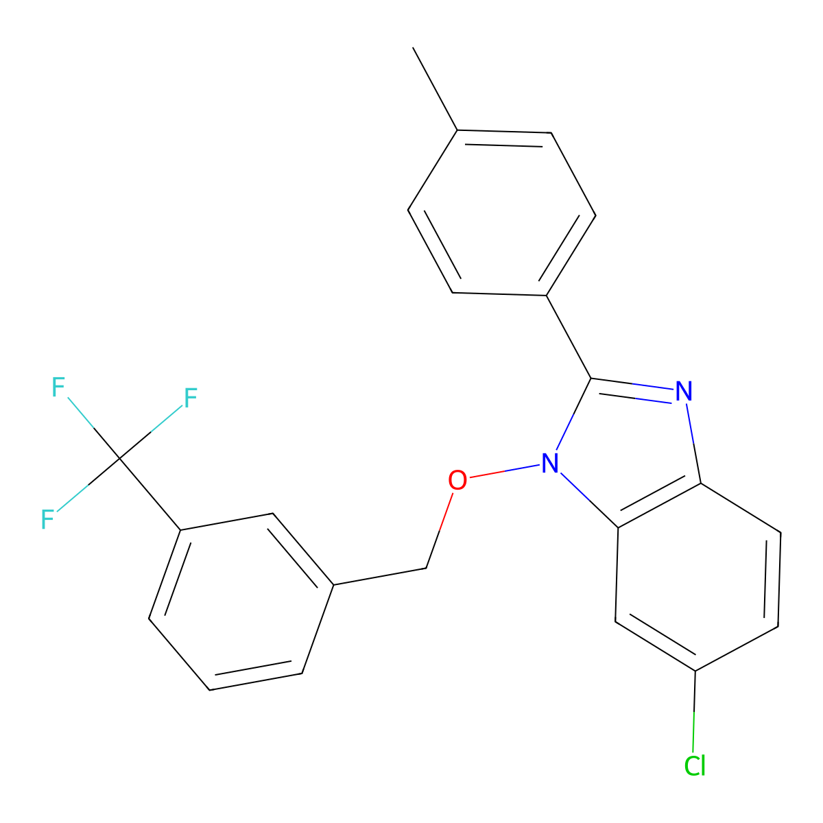 6-chloro-2-(4-methylphenyl)-1-{[3-(trifluoromethyl)benzyl]oxy}-1H-1,3-benzimidazole molecular structure, CAS 282523-51-7