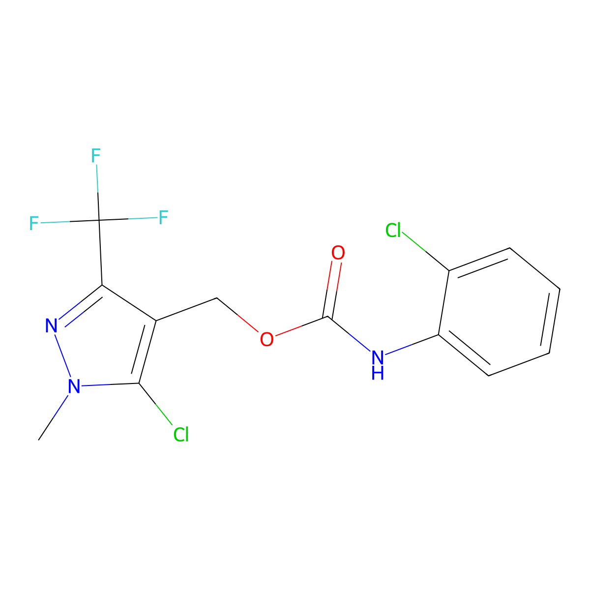 [5-chloro-1-methyl-3-(trifluoromethyl)-1H-pyrazol-4-yl]methyl N-(2-chlorophenyl)carbamate molecular structure, CAS 282523-53-9