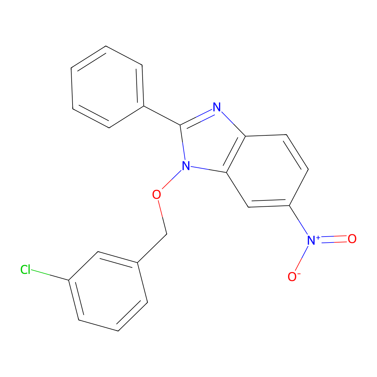 1-[(3-chlorobenzyl)oxy]-6-nitro-2-phenyl-1H-1,3-benzimidazole molecular structure, CAS 282523-58-4