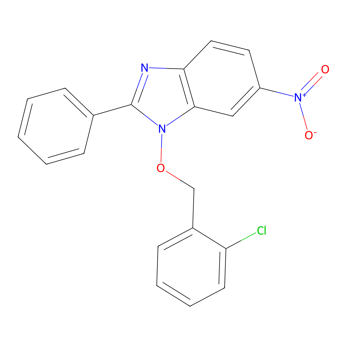 1-[(2-chlorobenzyl)oxy]-6-nitro-2-phenyl-1H-1,3-benzimidazole molecular structure, CAS 282523-59-5