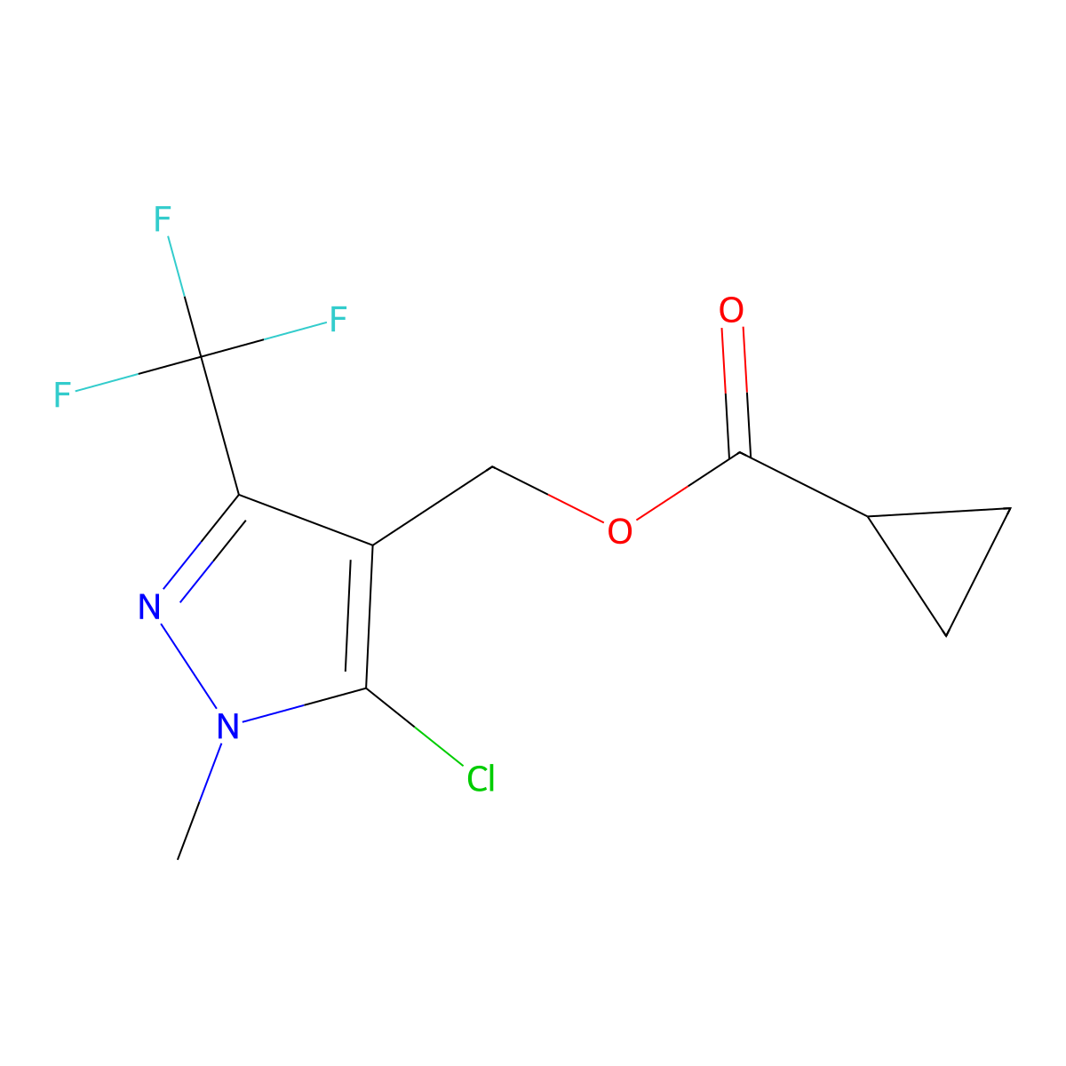 [5-chloro-1-methyl-3-(trifluoromethyl)-1H-pyrazol-4-yl]methyl cyclopropanecarboxylate molecular structure, CAS 282523-60-8