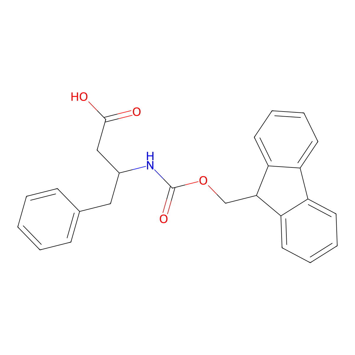 3-((((9H-Fluoren-9-yl)methoxy)carbonyl)amino)-4-phenylbutanoic acid molecular structure, CAS 282524-78-1