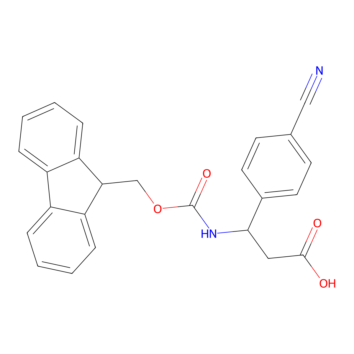 3-(4-cyanophenyl)-3-(9H-fluoren-9-ylmethoxycarbonylamino)propanoic Acid molecular structure, CAS 282524-87-2