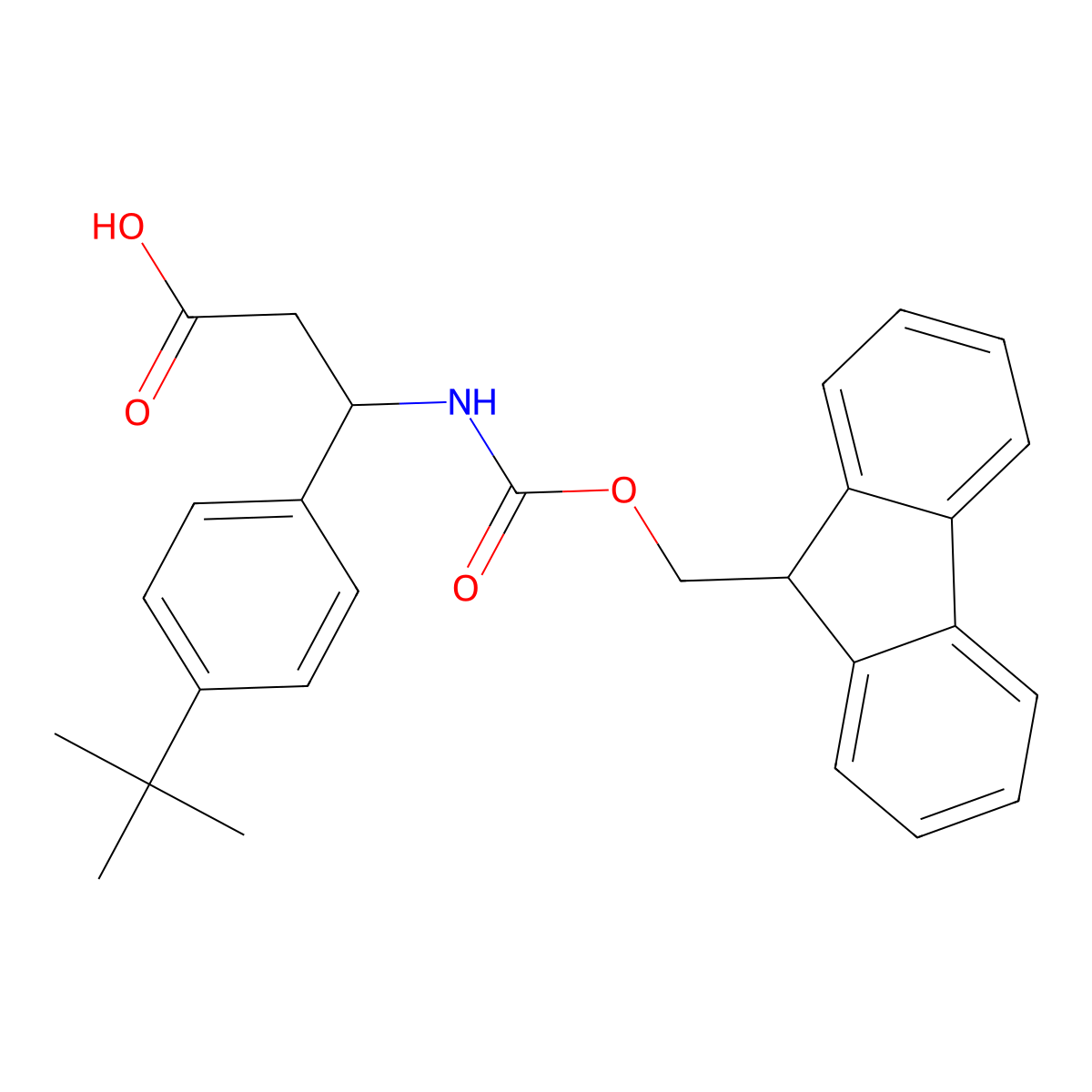 3-(4-tert-butylphenyl)-3-({[(9H-fluoren-9-yl)methoxy]carbonyl}amino)propanoic acid molecular structure, CAS 282524-89-4