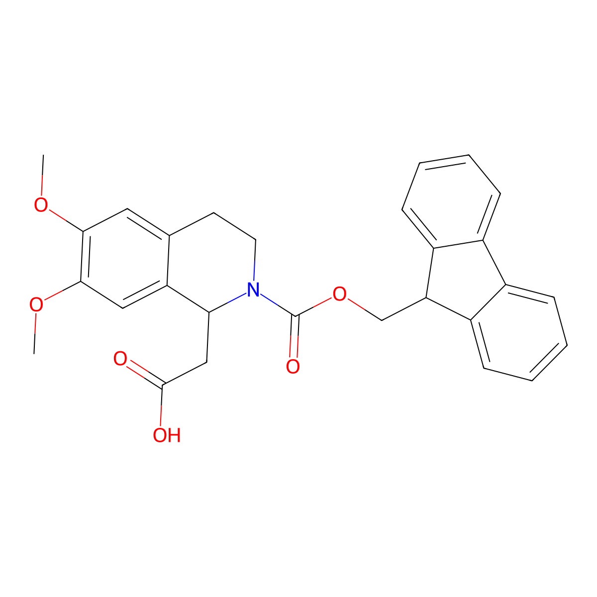 2-(2-{[(9H-fluoren-9-yl)methoxy]carbonyl}-6,7-dimethoxy-1,2,3,4-tetrahydroisoquinolin-1-yl)acetic acid molecular structure, CAS 282524-91-8