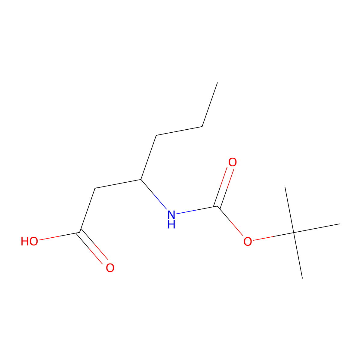 3-tert-Butoxycarbonylamino-hexanoic acid molecular structure, CAS 282524-95-2