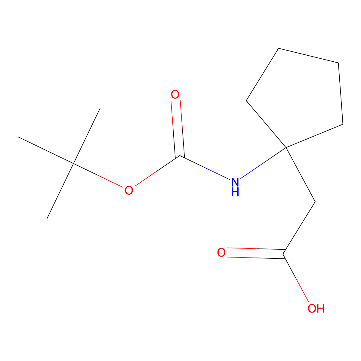 (1-tert-Butoxycarbonylamino-cyclopentyl)-acetic acid molecular structure, CAS 282525-00-2